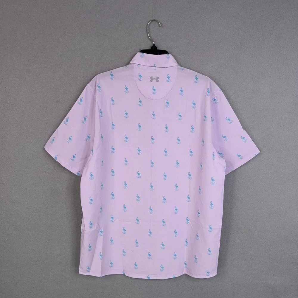 Miami Tennis Open Shirt Mens Large Purple Flamingo AOP All Over Under Armour